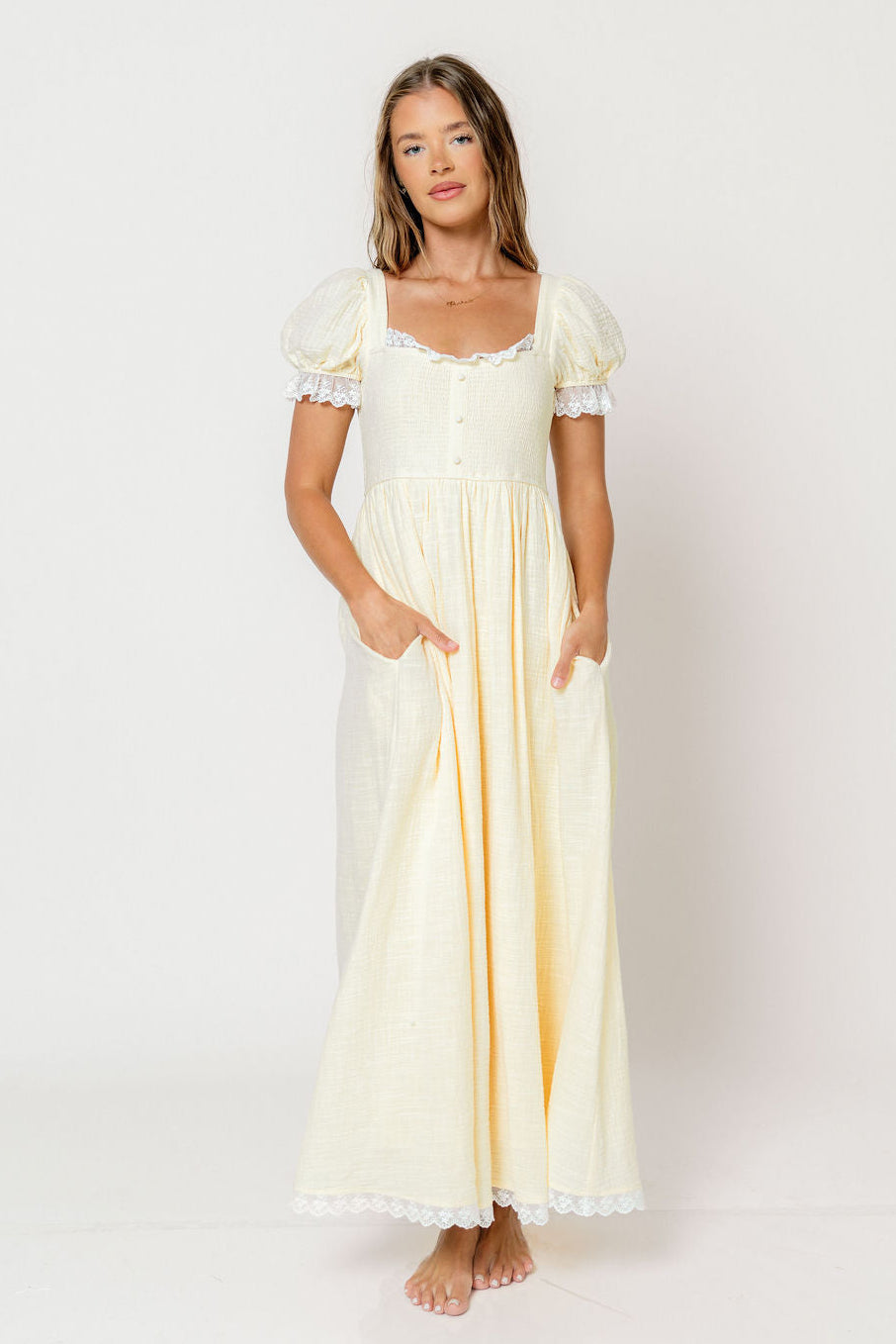 Porter 100% Cotton Maxi Dress in Butter Yellow *6/30 PRE-ORDER*