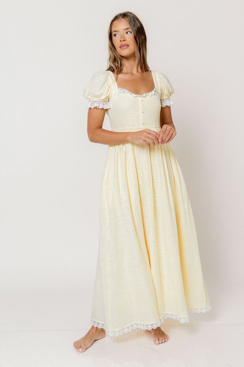 Porter 100% Cotton Maxi Dress in Butter Yellow *6/30 PRE-ORDER*