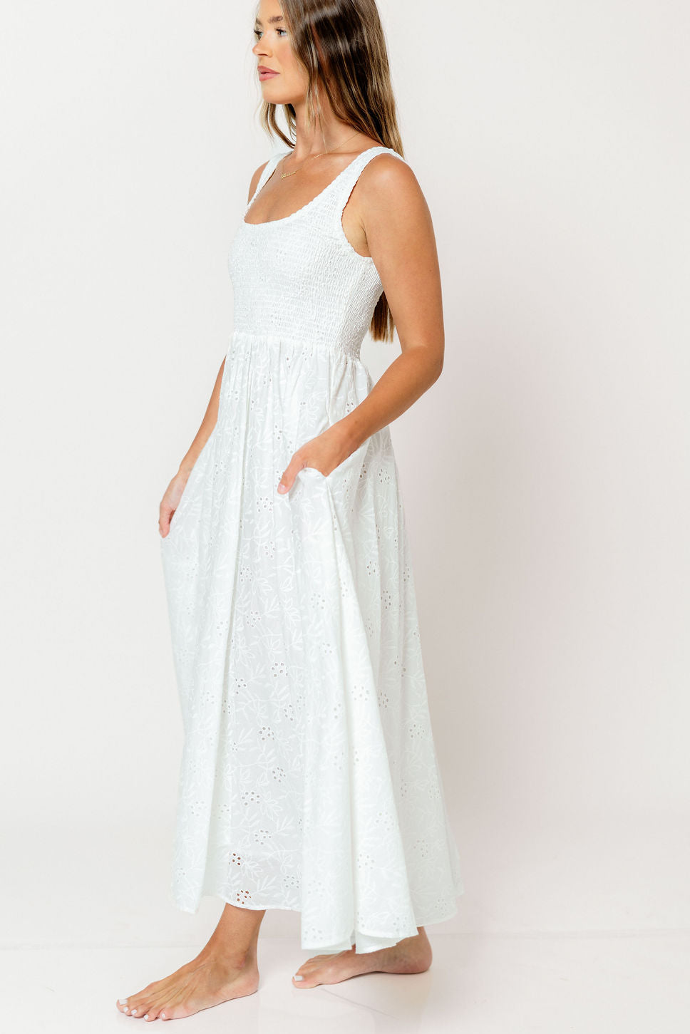 Amari 100% Cotton Maxi Dress in White