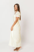 Bristol 100% Cotton Lace Detail Maxi Dress in Buttercream