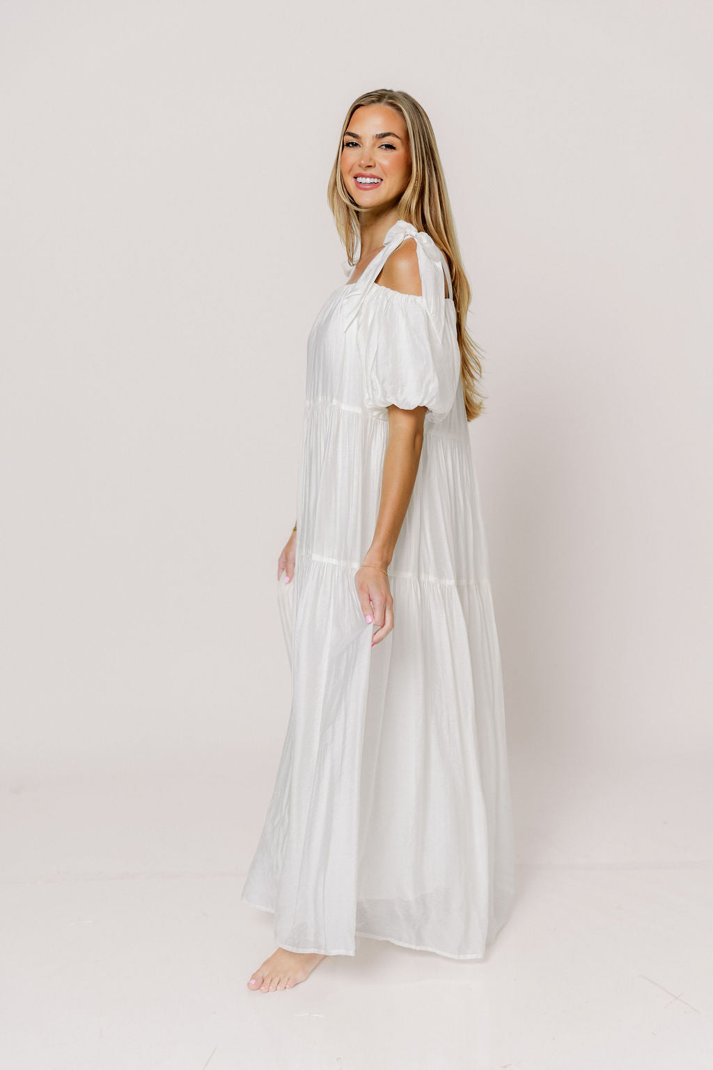 Channing Maxi Dress in Off-White - Bump Friendly