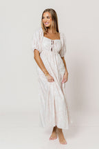 Gwen Toile Print Midi Dress in Antique Rose