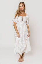 Gwen Toile Print Midi Dress in Antique Rose