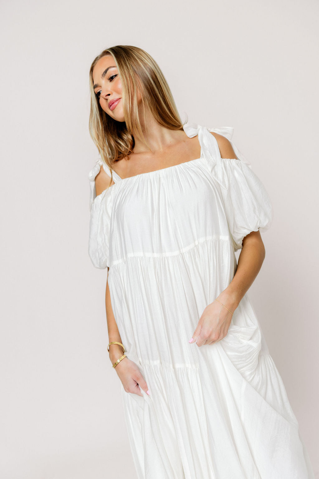 Channing Maxi Dress in Off-White - Bump Friendly