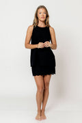 Jaycie Embroidered Top and Mini Skirt Set in Black