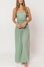 Emilee Polka Dot Maxi Dress in Sage/White
