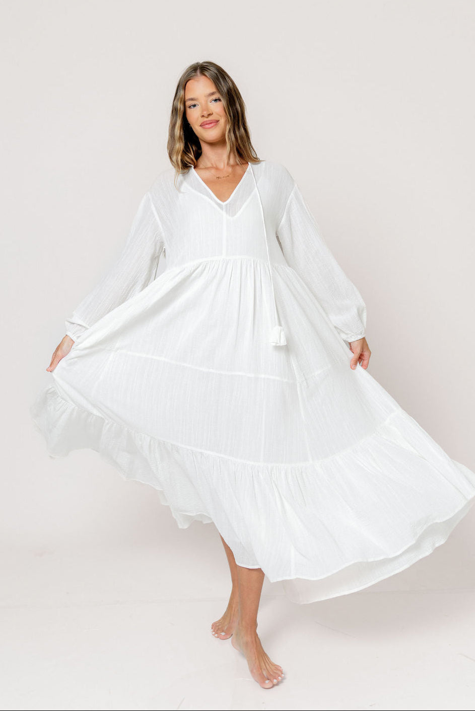 Kimora Maxi Dress in Off-White - Bump Friendly