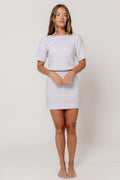 Liora Striped Mini Dress in Lavender/White
