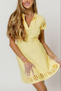 Faith Collared Knit Mini Dress in Yellow