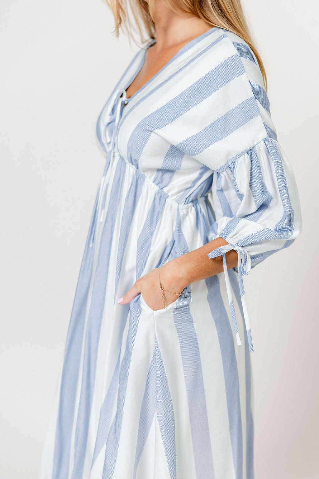 Hunter 100% Cotton Midi Dress in Blue Stripe - Bump Friendly & Inclusive Sizing *6/11 PRE-ORDER*
