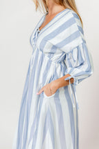 Hunter 100% Cotton Midi Dress in Blue Stripe - Bump Friendly & Inclusive Sizing *6/11 PRE-ORDER*