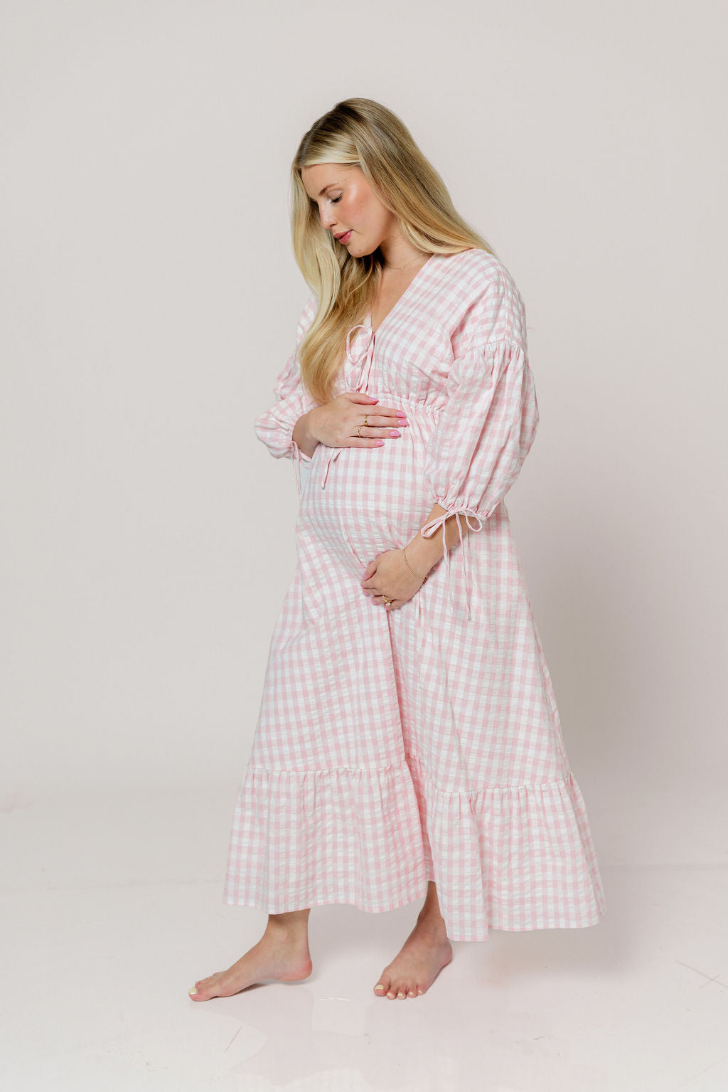 100% Cotton Hunter Midi Dress in Pink Gingham - Bump Friendly & Inclusive Sizing *6/11 PRE-ORDER*
