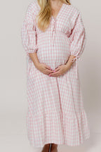 100% Cotton Hunter Midi Dress in Pink Gingham - Bump Friendly & Inclusive Sizing *6/11 PRE-ORDER*