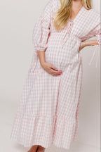 100% Cotton Hunter Midi Dress in Pink Gingham - Bump Friendly & Inclusive Sizing *6/11 PRE-ORDER*
