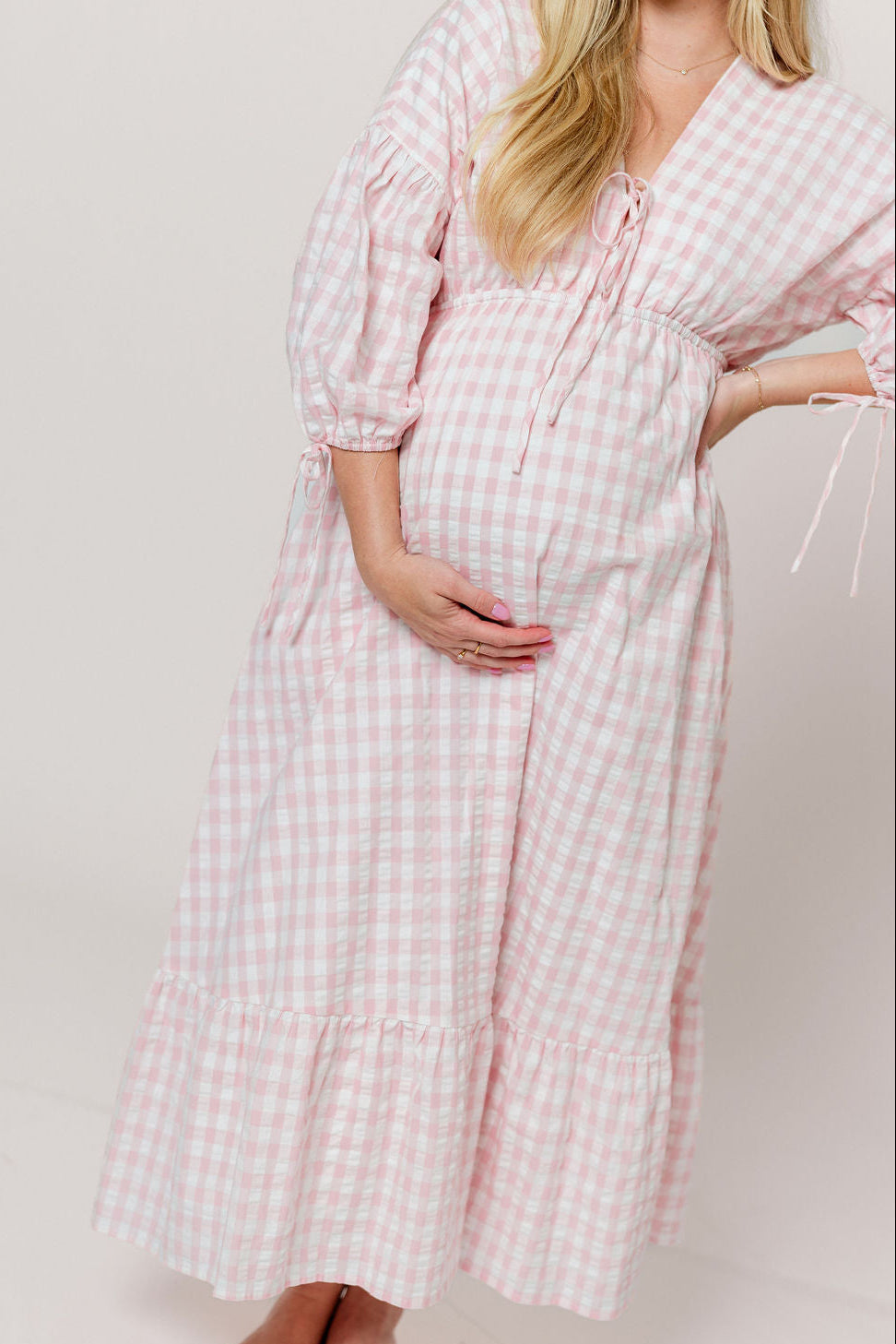 100% Cotton Hunter Midi Dress in Pink Gingham - Bump Friendly & Inclusive Sizing *6/11 PRE-ORDER*