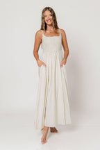Josefina Smocked Maxi Dress in Light Natural - Bump Friendly