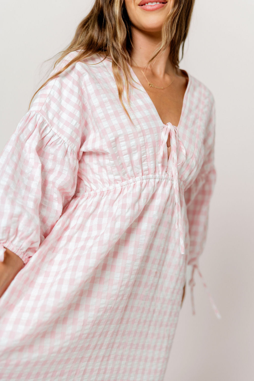 100% Cotton Hunter Midi Dress in Pink Gingham - Bump Friendly & Inclusive Sizing *6/11 PRE-ORDER*