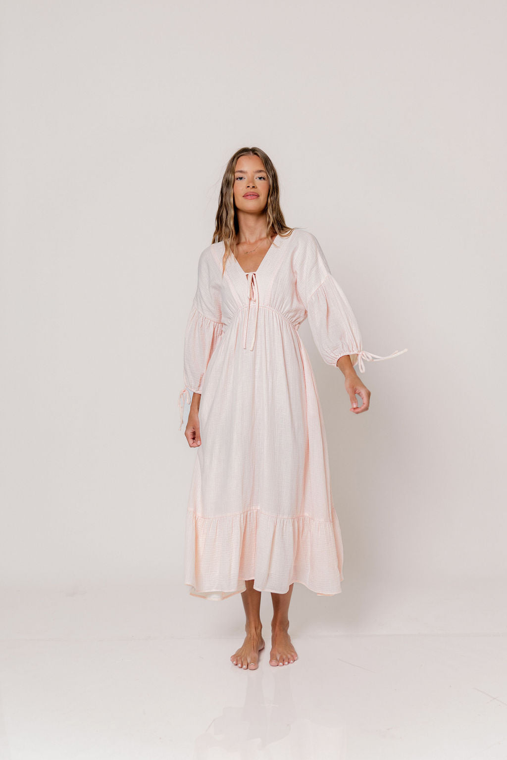 100% Cotton Hunter Midi Dress in Pink Stripe - Bump Friendly & Inclusive Sizing
