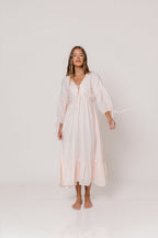 100% Cotton Hunter Midi Dress in Pink Stripe - Bump Friendly & Inclusive Sizing
