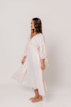 100% Cotton Hunter Midi Dress in Pink Stripe - Bump Friendly & Inclusive Sizing