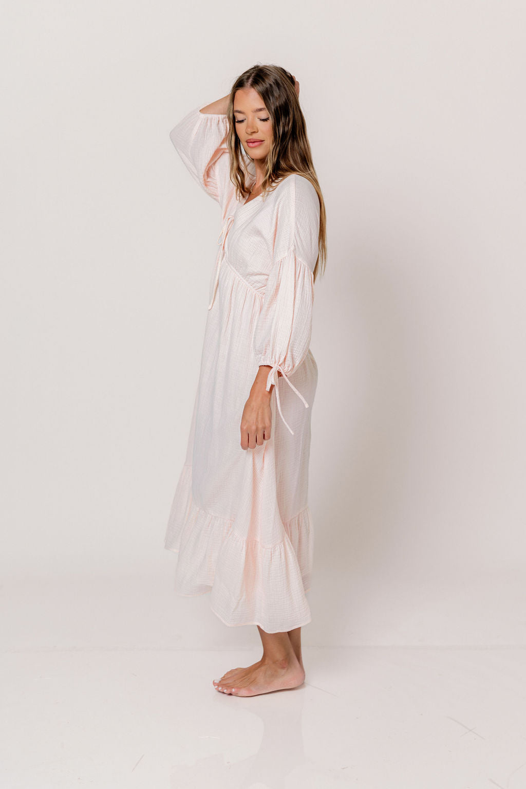 100% Cotton Hunter Midi Dress in Pink Stripe - Bump Friendly & Inclusive Sizing