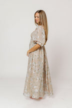 Mona Maxi Dress in Beige/Brown Floral - Bump Friendly (Restocking in July)