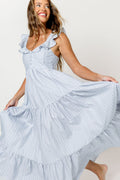 Kamden Heart Gingham Midi Dress in Blue