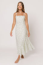 Sidney Floral Mermaid Midi Dress in Ivory