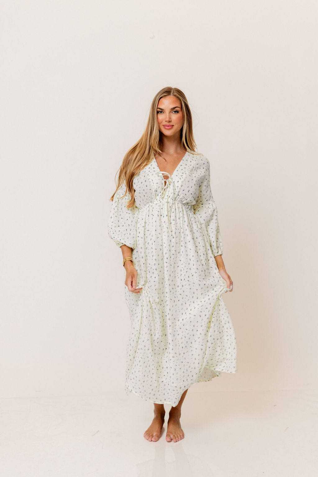 Hunter 100% Cotton Midi Dress in Bluebonnet - Bump Friendly