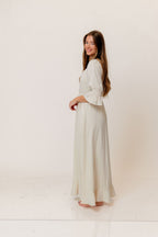 Sienna 100% Cotton Puff Sleeve Maxi Dress in Mute Pale Pink Plaid (Lined) - Bump Friendly