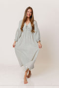 Hunter 100% Cotton Midi Dress in Light Indigo Plaid (Lined) - Bump Friendly