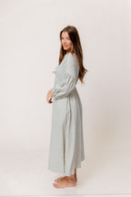 Hunter 100% Cotton Midi Dress in Light Indigo Plaid (Lined) - Bump Friendly