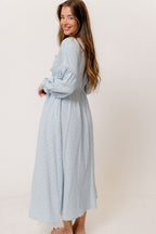 Hunter 100% Cotton Midi Dress in Baby Blue Foliage - Bump Friendly