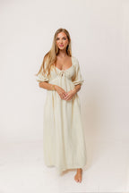 Cecilia 100% Cotton Smocked Maxi Dress in Custard Plaid (Lined) - Bump Friendly