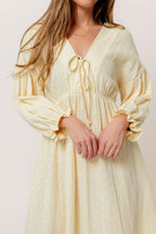 Hunter 100% Cotton Midi Dress in Custard Foliage - Bump Friendly