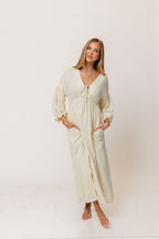 Hunter 100% Cotton Midi Dress in Custard Plaid (Lined) - Bump Friendly