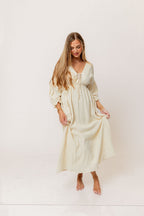 Hunter 100% Cotton Midi Dress in Custard Plaid (Lined) - Bump Friendly