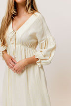 Hunter 100% Cotton Midi Dress in Custard Plaid (Lined) - Bump Friendly