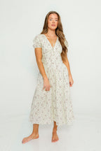 Julie Midi Dress in Ivory/Pink Floral
