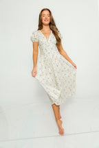 Julie Midi Dress in Ivory/Pink Floral