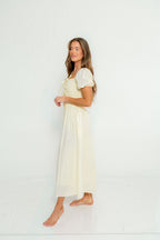 Arabelle Smocked Bow Detail Maxi Dress in Lemon Water
