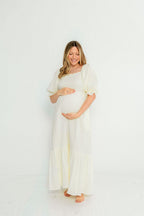 Modest Liv 100% Cotton Maxi Dress in Cream - Bump Friendly