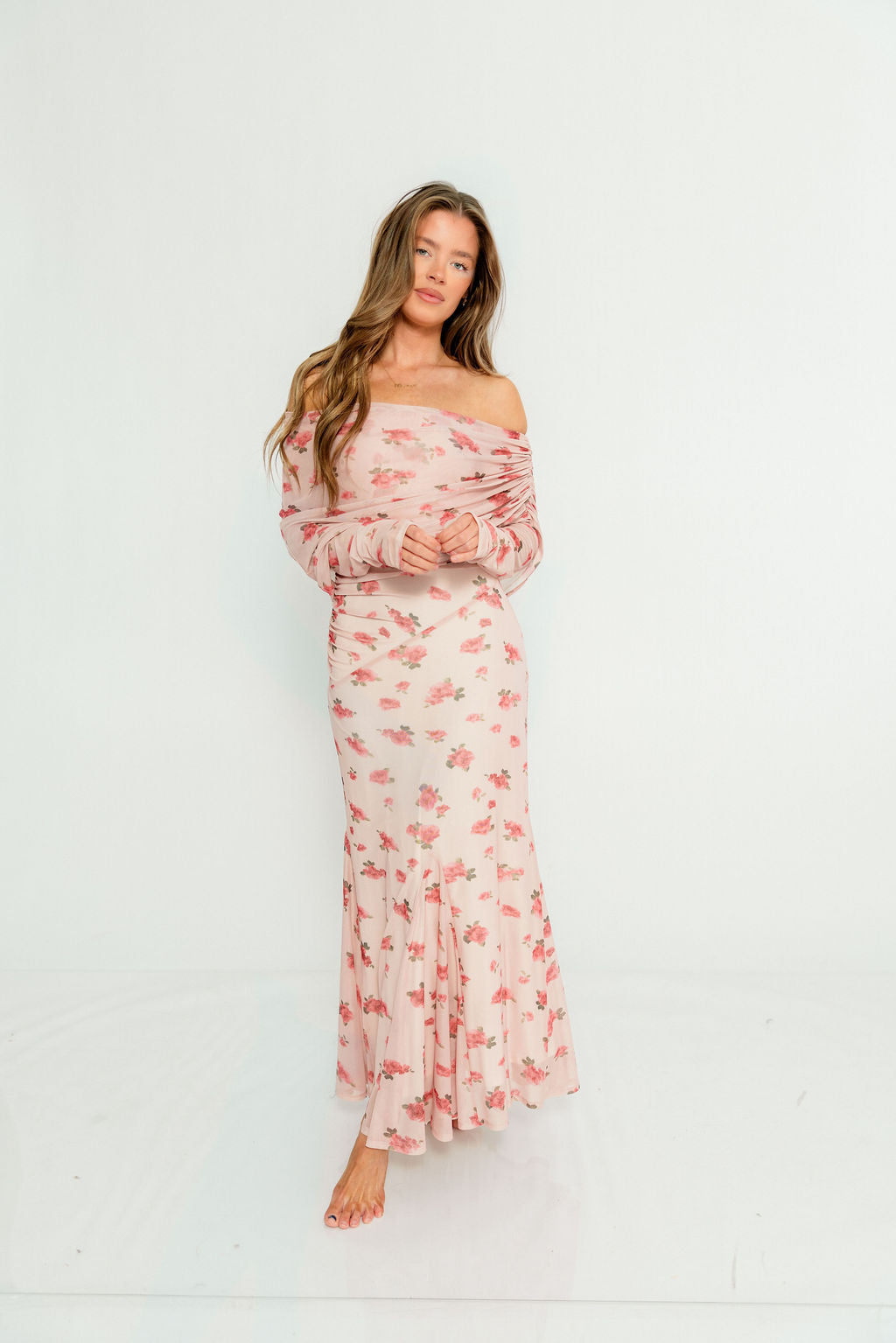 Azaleia Maxi Dress in Pink - Bump Friendly (size up for maternity)