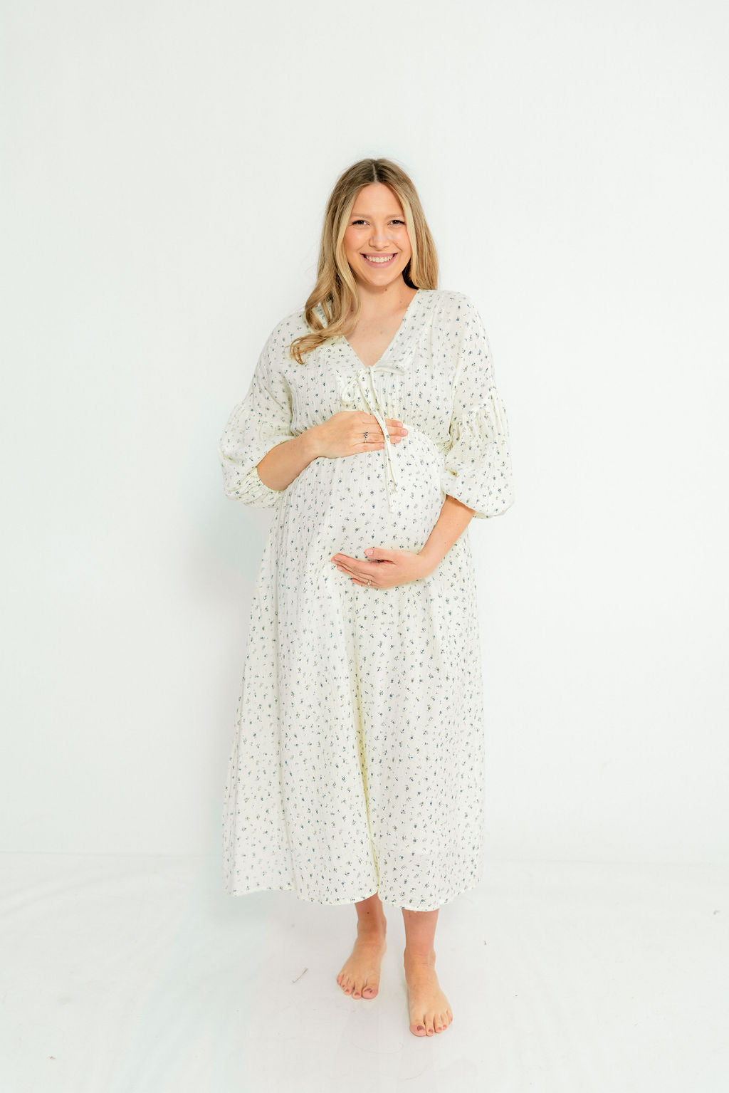 Hunter 100% Cotton Midi Dress in Bluebonnet - Bump Friendly