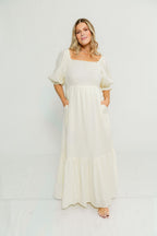 Modest Liv 100% Cotton Maxi Dress in Cream - Bump Friendly