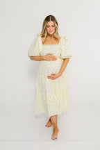 Elena 100% Cotton Midi Dress in Butter Floral - Bump Friendly