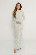 Seraphine Lace Maxi Dress in Pale Blue - Bump Friendly (Size Up for Bump)