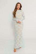 Seraphine Lace Maxi Dress in Pale Blue - Bump Friendly (Size Up for Bump)