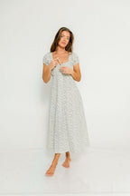 Marley 100% Cotton Midi Dress in Blue Floral