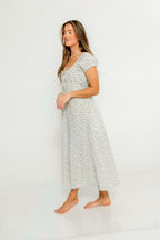 Marley 100% Cotton Midi Dress in Blue Floral